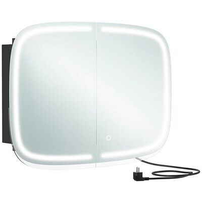 VASAGLE Miroir Salle de Bain avec Éclairage - Étagères Réglables - Noir d'Encre VASAGLE Miroir Salle de Bain avec Éclairage - Étagères Réglables - Noir d'Encre