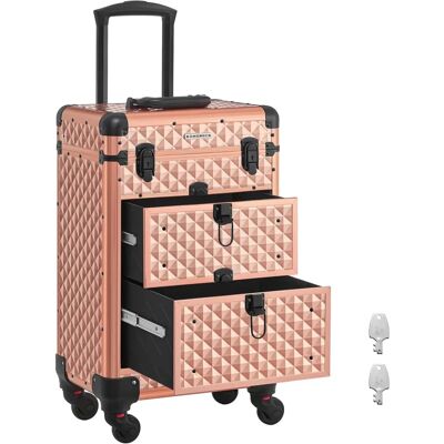 SONGMICS Champagner Kosmetikkoffer mit 2 Schubladen - Beauty Case SONGMICS Champagner Kosmetikkoffer mit 2 Schubladen - Beauty Case