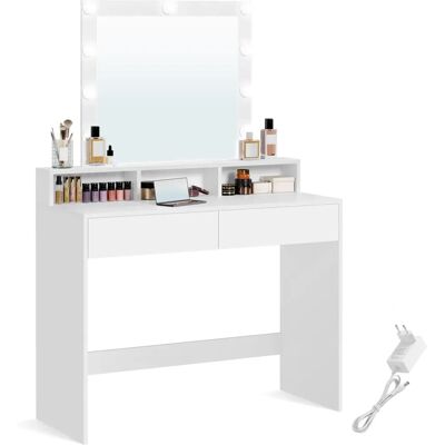 Songmics Weißes Schminktisch mit LED-Beleuchtung - Frisiertisch Songmics Weißes Schminktisch mit LED-Beleuchtung - Frisiertisch