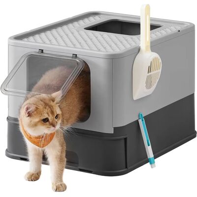 Feandrea Cat Litter Box with Hood & Slide-Out Tray - Large, Anti-Leak Feandrea Cat Litter Box with Hood & Slide-Out Tray - Large, Anti-Leak