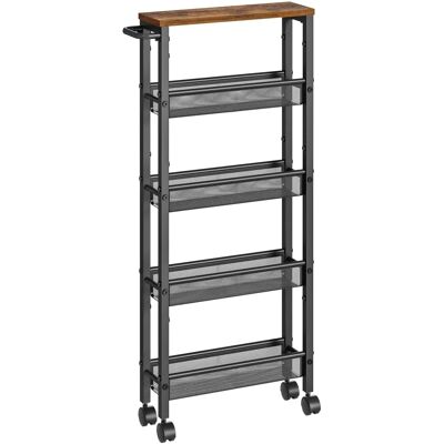 VASAGLE Rustic Brown Black 5-Shelf Storage Cart VASAGLE Rustic Brown Black 5-Shelf Storage Cart