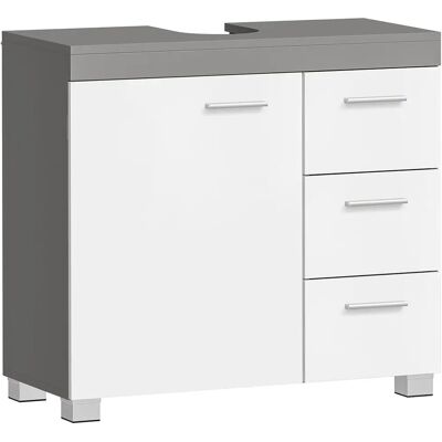 VASAGLE Wit + Grijs Cementen Badkamerwasmeubel - Badkamerkast met lades VASAGLE Wit + Grijs Cementen Badkamerwasmeubel - Badkamerkast met lades