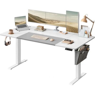 Scrivania elettrica regolabile bianco e grigio - 72-120cm Scrivania elettrica regolabile bianco e grigio - 72-120cm