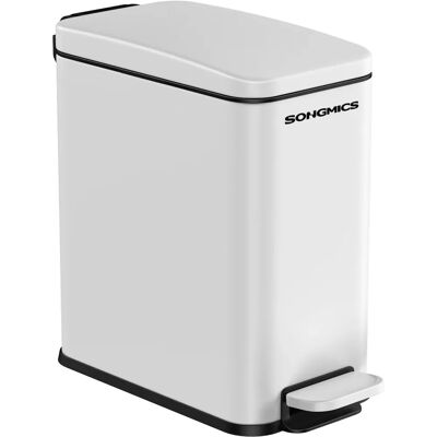 SONGMICS White Slim Bathroom Trash Can - Trash Can SONGMICS White Slim Bathroom Trash Can - Trash Can