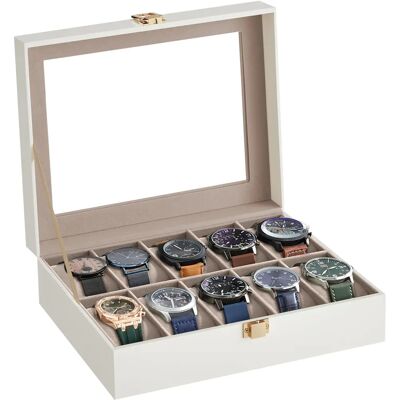 SONGMICS Uhrenbox mit 10 Fächern, Glasdeckel, abnehmbare Kissen SONGMICS Uhrenbox mit 10 Fächern, Glasdeckel, abnehmbare Kissen