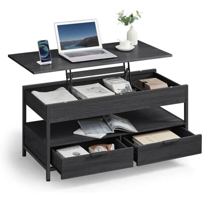 VASAGLE Coffee Table - Rustic Brown & Ink Black - Storage & Lift Top VASAGLE Coffee Table - Rustic Brown & Ink Black - Storage & Lift Top