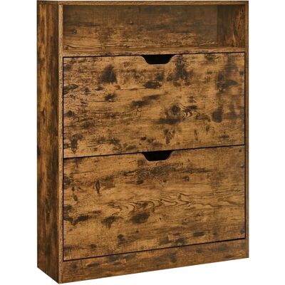 VASAGLE Schuhschrank Rustic Braun - 2 Klappen, 3 Etagen, Schmale Eingangsbereich VASAGLE Schuhschrank Rustic Braun - 2 Klappen, 3 Etagen, Schmale Eingangsbereich