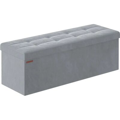 Banquette de rangement en velours gris avec 2 boîtes - Publicité Banquette de rangement en velours gris avec 2 boîtes - Publicité
