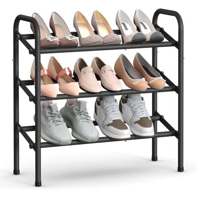SONGMICS Étagère à Chaussures Noire en Métal, Extensible - 3 Niveaux - Publicité SONGMICS Étagère à Chaussures Noire en Métal, Extensible - 3 Niveaux - Publicité