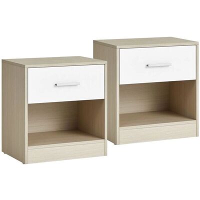 VASAGLE - Table de nuit - Deux tons beige/blanc - Effet bois - Table de chevet - Publicité VASAGLE - Table de nuit - Deux tons beige/blanc - Effet bois - Table de chevet - Publicité