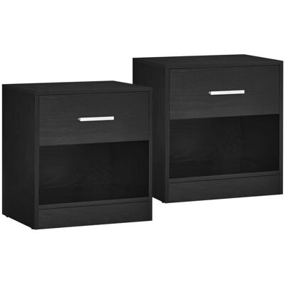 VASAGLE Table de Nuit - Ensemble de 2 avec Tiroir & Étagère - Noir - Publicité VASAGLE Table de Nuit - Ensemble de 2 avec Tiroir & Étagère - Noir - Publicité