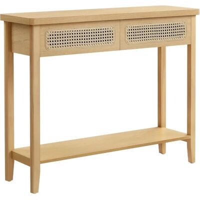 Table console boho Pricenet - Tiroirs en rotin, Étagère ouverte - Console - Publicité Table console boho Pricenet - Tiroirs en rotin, Étagère ouverte - Console - Publicité