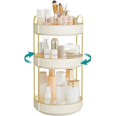 SONGMICS Weiß 3-stufiger Drehbarer Make-up Organizer - Kosmetikeinlage SONGMICS Weiß 3-stufiger Drehbarer Make-up Organizer - Kosmetikeinlage