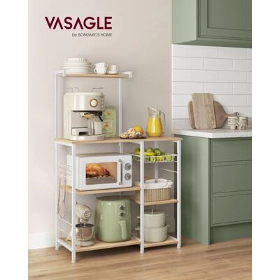 Estante de Cocina VASAGLE con Cesta de Metal y 6 Ganchos en S - Estantería de Cocina Estante de Cocina VASAGLE con Cesta de Metal y 6 Ganchos en S - Estantería de Cocina