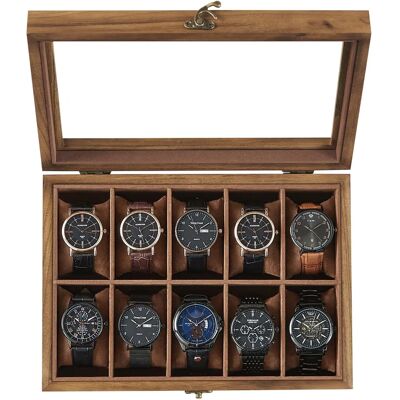 SONGMICS Rustic Walnut Watch Box with 10 Slots - Watch Storage Organizer SONGMICS Rustic Walnut Watch Box with 10 Slots - Watch Storage Organizer