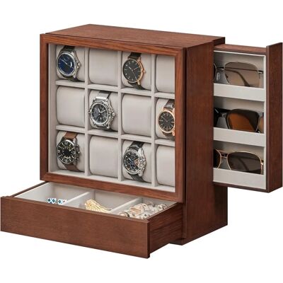 SONGMICS 12-Slot Wooden Vertical Watch Box - Watch Storage SONGMICS 12-Slot Wooden Vertical Watch Box - Watch Storage