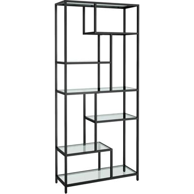 VASAGLE Schwarzes 6-stöckiges Bücherregal, Sicherheitsglas, 30x80x180cm VASAGLE Schwarzes 6-stöckiges Bücherregal, Sicherheitsglas, 30x80x180cm