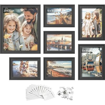 SONGMICS Set aus 7 Bilderrahmen in Aschschwarz mit Passepartout SONGMICS Set aus 7 Bilderrahmen in Aschschwarz mit Passepartout