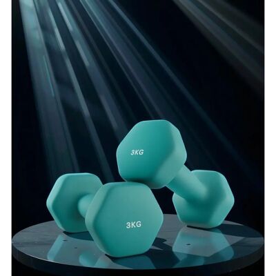 SONGMICS Vihreät kuusikulmaiset käsipainot - 2 x 3 kg kotiharjoitteluun SONGMICS Vihreät kuusikulmaiset käsipainot - 2 x 3 kg kotiharjoitteluun