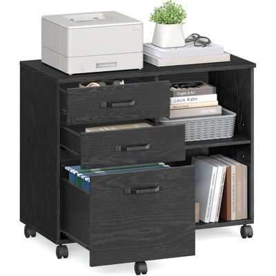 VASAGLE Black 3-Drawer Mobile File Cabinet - File Cabinet VASAGLE Black 3-Drawer Mobile File Cabinet - File Cabinet