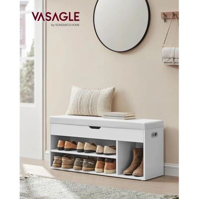 VASAGLE Stauraum-Bank mit Kissen - 3 Fächer - Versteckter Stauraum - Hocker VASAGLE Stauraum-Bank mit Kissen - 3 Fächer - Versteckter Stauraum - Hocker