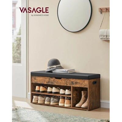 Banque de Rangement VASAGLE avec Siège - 3 Compartiments - Couleur Vintage Marron - Publicité Banque de Rangement VASAGLE avec Siège - 3 Compartiments - Couleur Vintage Marron - Publicité