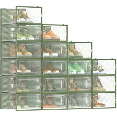 SONGMICS Green/Transparent Stackable Shoe Organizer - Shoe Storage SONGMICS Green/Transparent Stackable Shoe Organizer - Shoe Storage
