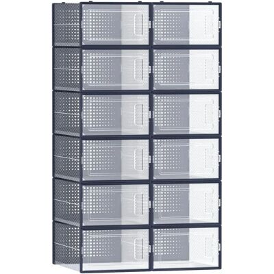 SONGMICS Blue Shoe Storage Boxes - Stackable, Transparent, M SONGMICS Blue Shoe Storage Boxes - Stackable, Transparent, M