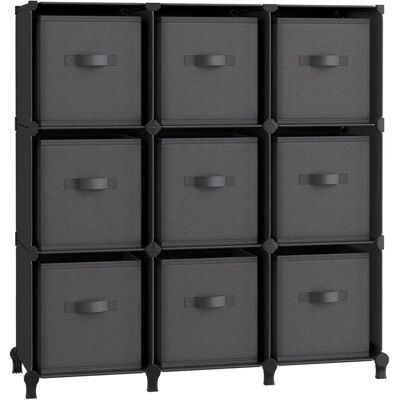 SONGMICS Cube de Rangement - Noir, Gris - 9 Compartiments - Publicité SONGMICS Cube de Rangement - Noir, Gris - 9 Compartiments - Publicité