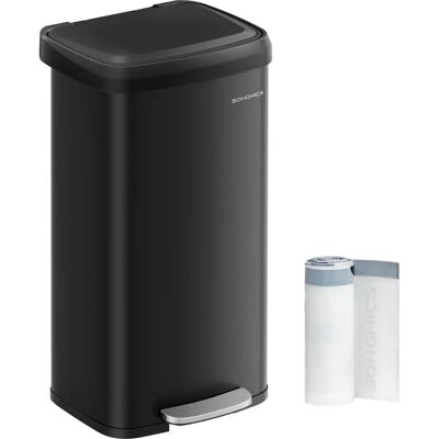 SONGMICS Schwarzer 68L Metalltretmülleimer - Küche Mülleimer SONGMICS Schwarzer 68L Metalltretmülleimer - Küche Mülleimer
