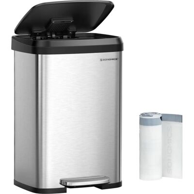 SONGMICS 68L Hoher Metall-Fuß-Behälter - Silber + Schwarz SONGMICS 68L Hoher Metall-Fuß-Behälter - Silber + Schwarz