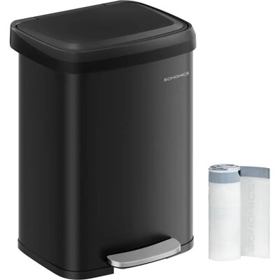 SONGMICS Schwarzer 50L Metall-Pedal-Küchenabfalleimer - Küchenabfalleimer SONGMICS Schwarzer 50L Metall-Pedal-Küchenabfalleimer - Küchenabfalleimer