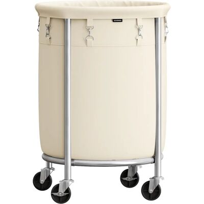 SONGMICS Cream Silver Laundry Hamper - Laundry Basket, Steel Frame, Removable Bag SONGMICS Cream Silver Laundry Hamper - Laundry Basket, Steel Frame, Removable Bag