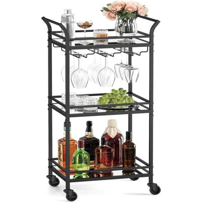 Vasagle 3-Tier Kitchen Cart - Black - Carriage for Small Spaces Vasagle 3-Tier Kitchen Cart - Black - Carriage for Small Spaces