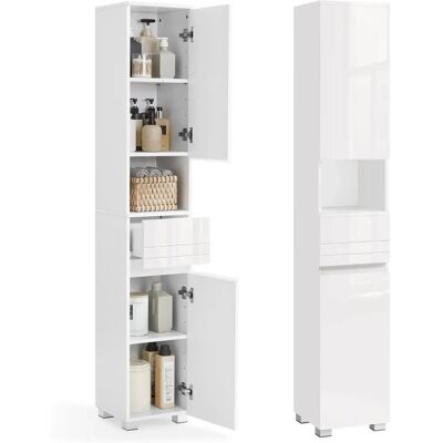Armoire Haute de Salle de Bain Vasagle - Étagères Ajustables, Blanc - Rangement Salle de Bain - Publicité Armoire Haute de Salle de Bain Vasagle - Étagères Ajustables, Blanc - Rangement Salle de Bain - Publicité