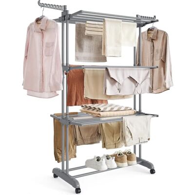 SONGMICS Tendedero de Ropa Gris 4 Niveles - Secador de Ropa SONGMICS Tendedero de Ropa Gris 4 Niveles - Secador de Ropa