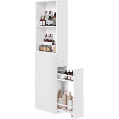 Armoire de Salle de Bain Haute VASAGLE - Blanc, Étagère Réglable, Rangement Fin - Publicité Armoire de Salle de Bain Haute VASAGLE - Blanc, Étagère Réglable, Rangement Fin - Publicité
