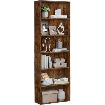 VASAGLE 6 Shelf Bookcase - Rustic Brown - Bookcase VASAGLE 6 Shelf Bookcase - Rustic Brown - Bookcase