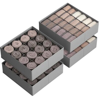 SONGMICS Set of 4 Drawer Organisers - 80 Compartments - Dove Grey SONGMICS Set of 4 Drawer Organisers - 80 Compartments - Dove Grey