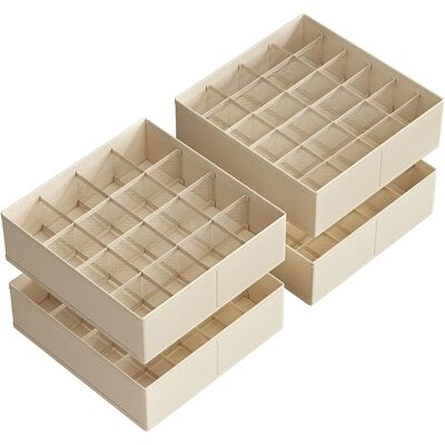SONGMICS Set of 4 Drawer Organisers - 80 Compartments - Foldable - 30x30x10cm SONGMICS Set of 4 Drawer Organisers - 80 Compartments - Foldable - 30x30x10cm