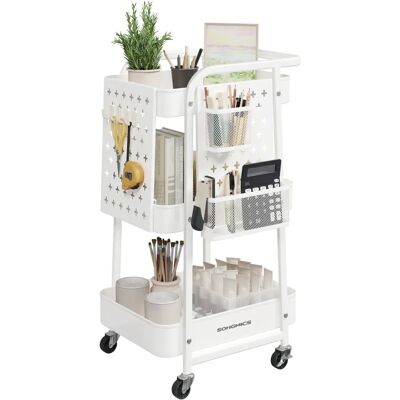 SONGMICS Chariot de Rangement - Blanc Nuage - 3 Plateaux - Chariot Utilitaire - Publicité SONGMICS Chariot de Rangement - Blanc Nuage - 3 Plateaux - Chariot Utilitaire - Publicité