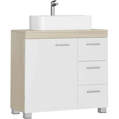 VASAGLE Mobile bagno - Bianco & Beige, 3 cassetti, 2 scomparti VASAGLE Mobile bagno - Bianco & Beige, 3 cassetti, 2 scomparti
