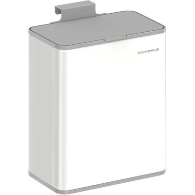 SONGMICS Cloud White 8L Steel Trash Bin with Lid - Trash Bin SONGMICS Cloud White 8L Steel Trash Bin with Lid - Trash Bin