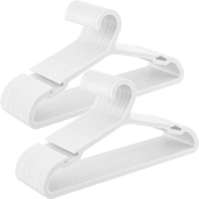Attaccapanni in Plastica Bianchi SONGMICS - Set di 50 appendini in plastica con ampie scanalature laterali - 41,7cm Attaccapanni in Plastica Bianchi SONGMICS - Set di 50 appendini in plastica con ampie scanalature laterali - 41,7cm
