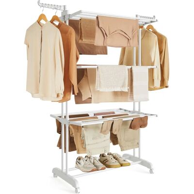 SONGMICS Large Foldable Clothes Airer - 4-Tier, Cloud White SONGMICS Large Foldable Clothes Airer - 4-Tier, Cloud White