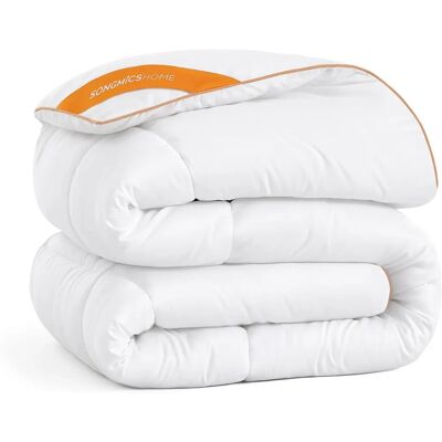 SONGMICS HOME Bettdecke 200 x 135 cm - Wolkenweiß - Mit 8 Schlaufen - 300 GSM SONGMICS HOME Bettdecke 200 x 135 cm - Wolkenweiß - Mit 8 Schlaufen - 300 GSM