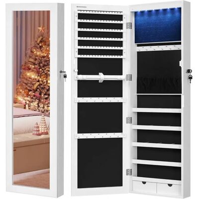 SONGMICS Weißer Schmuckschrank mit LED-Beleuchtung - Wandmontage SONGMICS Weißer Schmuckschrank mit LED-Beleuchtung - Wandmontage