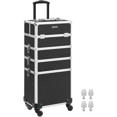 SONGMICS Black Makeup Bag - Travel Beauty Trolley & Lockable Container SONGMICS Black Makeup Bag - Travel Beauty Trolley & Lockable Container