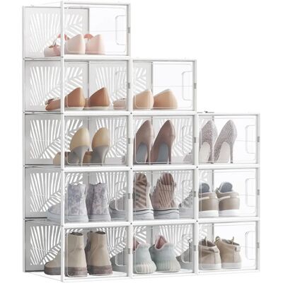 SONGMICS Weiße & Transparente Faltbare Schuhboxen - Schuhaufbewahrung Set SONGMICS Weiße & Transparente Faltbare Schuhboxen - Schuhaufbewahrung Set