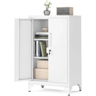 SONGMICS - OMC013B01 - Blanc mat - 2 portes - Armoire de rangement - Publicité SONGMICS - OMC013B01 - Blanc mat - 2 portes - Armoire de rangement - Publicité
